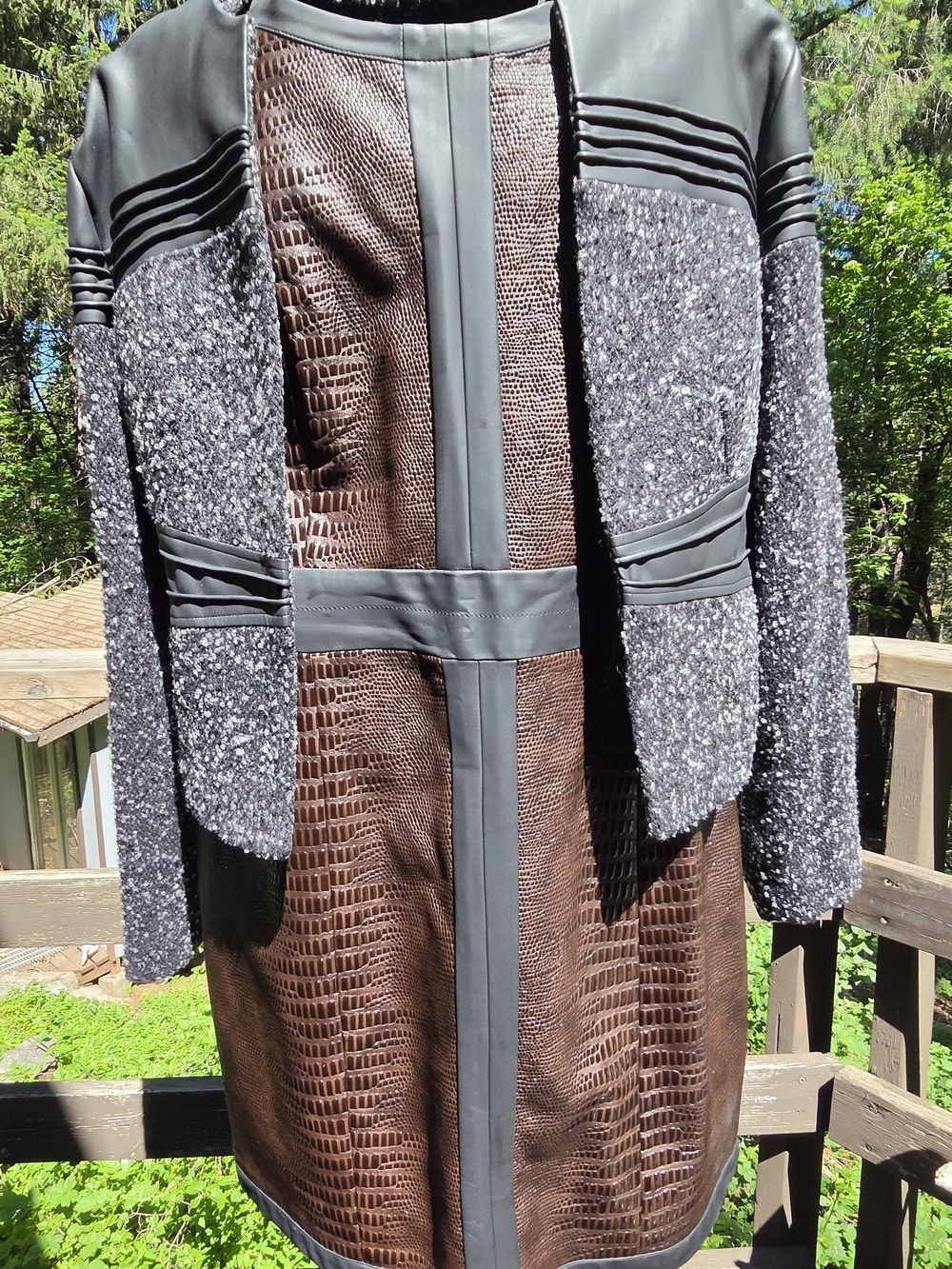 mark. Brown Faux-Croc Mini Dress with Black Trim SzXL Dress Only Listing - Picture 2 of 7